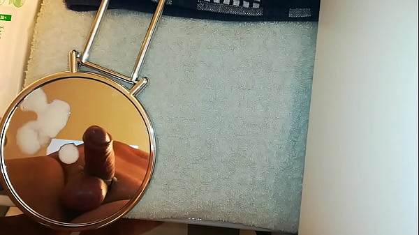 Cum onthe mirror Tiedup balls