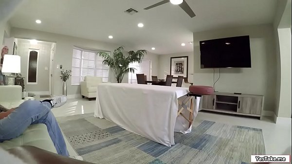 Blonde babe Sunny having a secret sex massage on her condo 