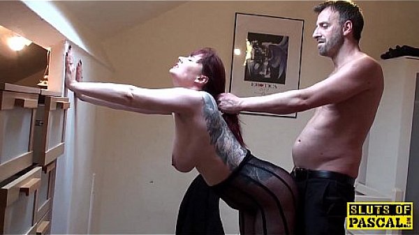 Busty british redhead dominated with roughsex