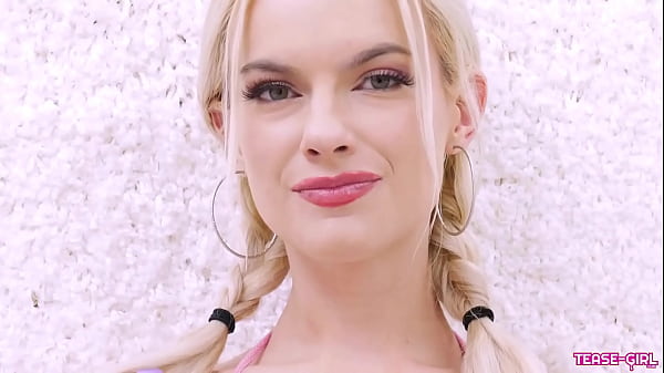 Glamorous blonde model close-up tease 