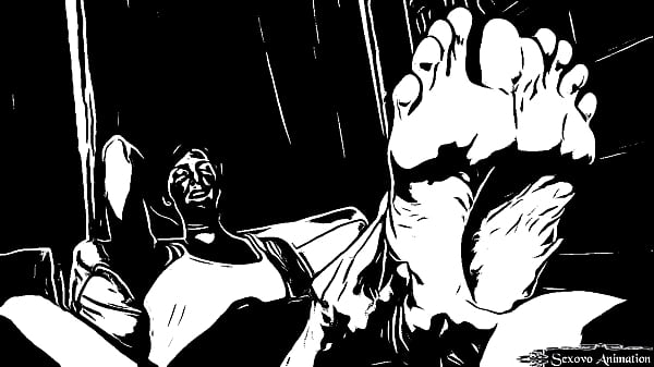 Animation lesbian girl licking big feet of amazon woman 