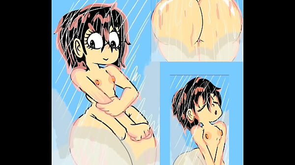 Embarrassed naked female animation wrong bathroom 