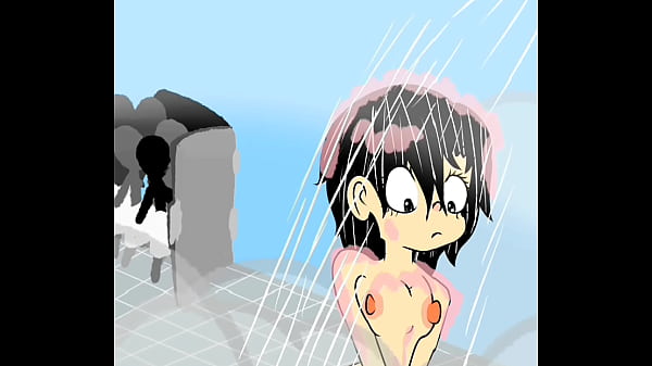 Embarrassed naked female animation wrong bathroom 