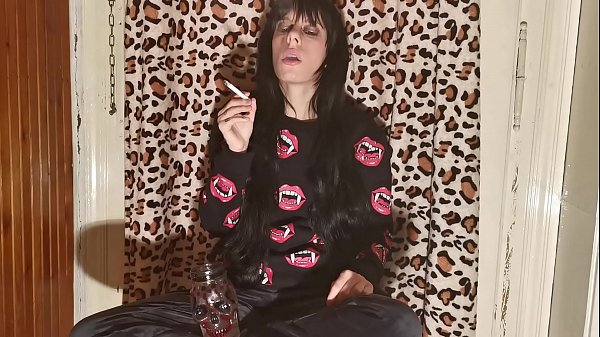 Smoking goth girl after a long day behind the_scene pt1_HD
