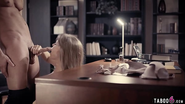 Granny secretary Darla Crane fucks her new_young boss in his office