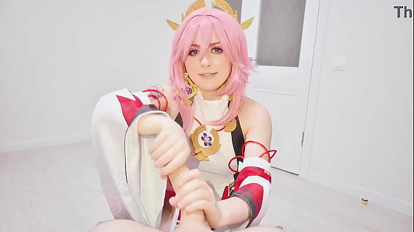 Dirty gamer s dream about Yae Miko fromGenshinImpact_Rough sex until_cumshot_on virgin pink pussy