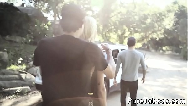 Hitch hiking blonde babe in cocksucking trio 
