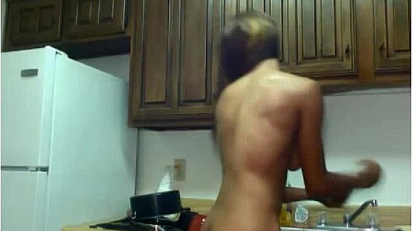 Athletic ebony kitchen voyeur cam 