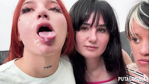 Putalocura - Jovenes Zorras Sara Villegas, Digna Morales Y Laura Hardkinks Tragan En El Bukkake thumbnail