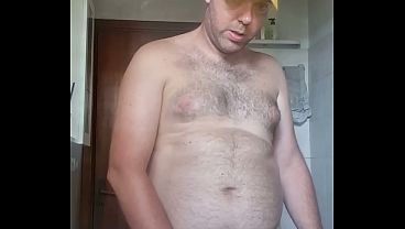 Naked boy in bathroom