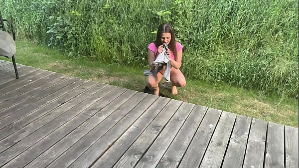 Serina gomez lost in holland wetting jeans outdoors 