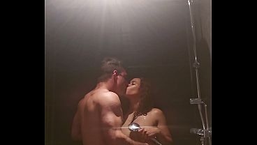 Wet couple in shower