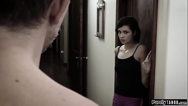 18yo babysitter hears noises coming out of a she opens the door she finds her boss jerking off his huge she wants to keep her job she has to take care of jerks him off and is sits on top and is fucked hard