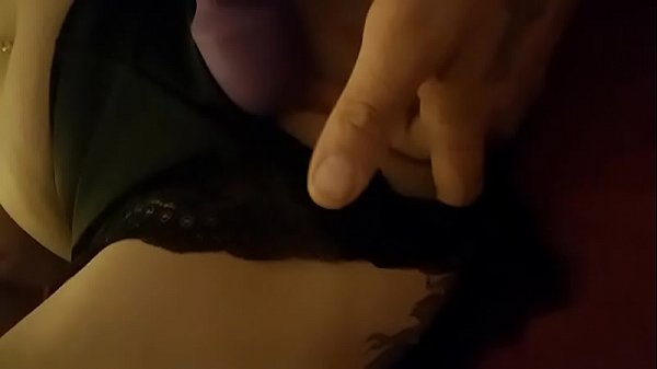 My wife in her french knickers playing with her wand while I finger her wet pussy 