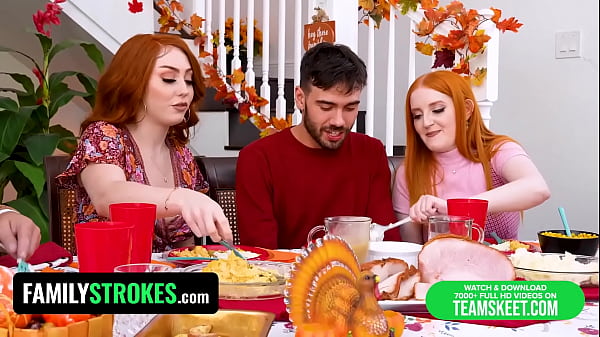 Play MP4 - Redhead Stepsisters Arietta Adams & Cherry Fae Share Stud After Thanksgiving Lunch - FamilyStrokes