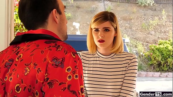 Teen tgirl Ella Hollywood asks stranger if she can wait inside to get picked up.In the meantime she shows her cock.He sucks and she anal rides 