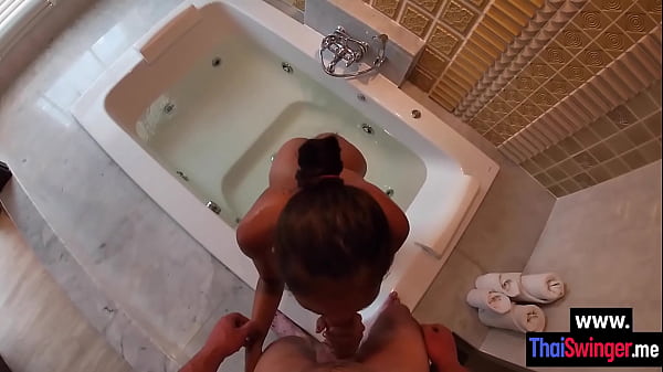 Wet big ass Thai sucking big_hard dick while he recording her_hot blowjob