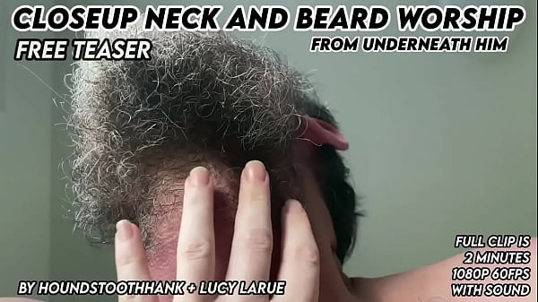 Closeup neck and beard worship from underneath him 