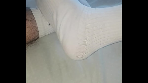 Horny chav on bed play cum 