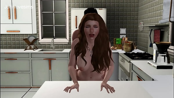 Chico se folla a su mujer milf en la cocina a media noche sims 3 
