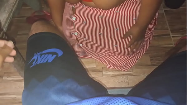 Hot evangelical blowjob under the table and cumshot on her tits