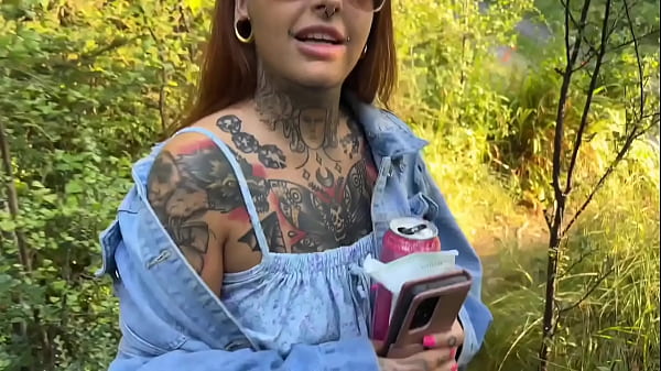 Home wrecker takes a walk in the woods and gets hard fuck with huge cumshot on tits 