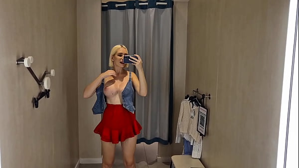 Public Store Tease Blondewith Big tits Shopping_Without_Panties