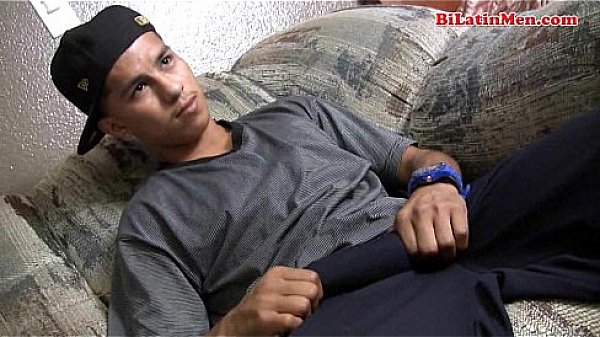 Latino with a big dick jerking off 