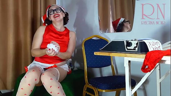 Pretty Lady Secretary Dressed As A Gnome, Santa's Assistant On Christmas Eve. Video thumbnail