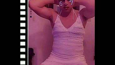 Secrets- wanking on a stool wearing a bra 