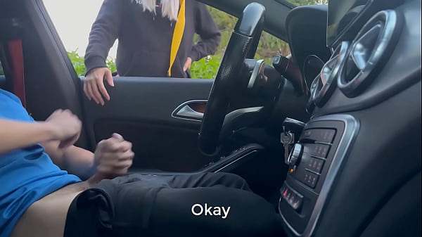 I'm in the car jerking off at the gym door and a pretty girl who was passing by helps me finish cumming in public she was the girl i liked and she makes me very horny with her tight leggings when she does squats