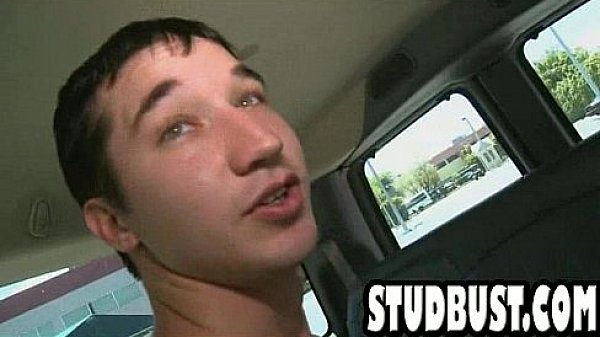 Amateur stud gets ass fucked in a van by a big cock 