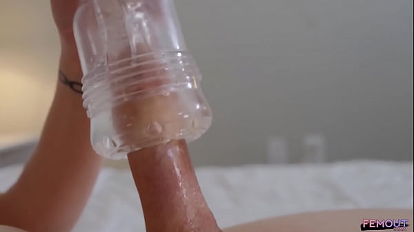 FEMOUT.XXX: Blonde shemale with a huge cock plays to cum out of her 