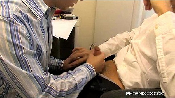 Young gay gives blowjob at work 