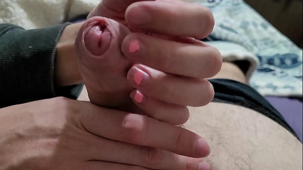 Cum on her hand after edge hand job