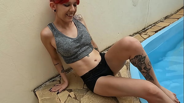 Pov only prolapse at the poolside 