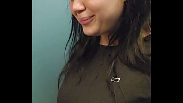 Showing my titties in the elevator