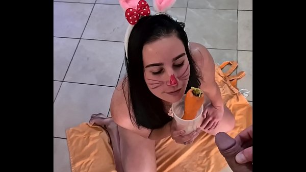 Bunny slut_eating apiss covered carrot