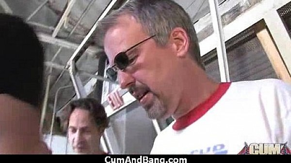 Black Chick Blows Group of White Cocks 2 