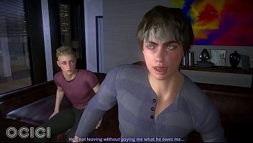 While he's playing with his friends in the living room, she's giving one of his friends a blowjob - 3D Hentai - OCICI 