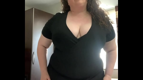 Brunette Bbw Striping Out Of Black Panty & Bra thumbnail