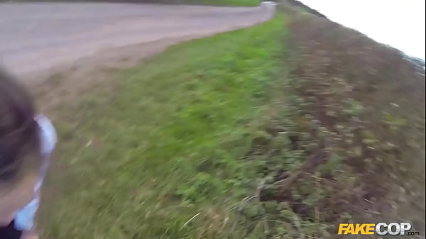 Fake cop she gets a huge facial after fucking her in my police car