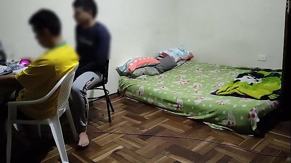 I'm in my best friend's room playing a video game his wife comes in and without shame or anything she starts to touch my dick then she starts to suck it when her husband is there