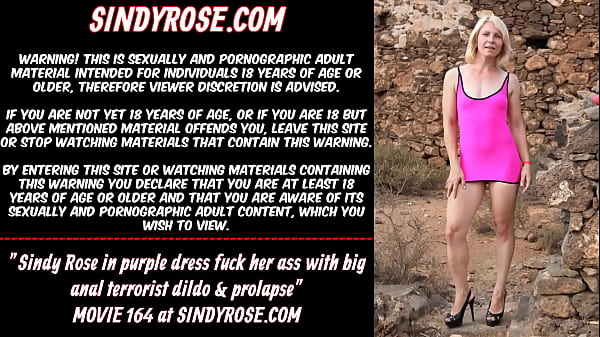 Sindy Rose in purple dress fuck_her ass_with biganal dildo prolapse