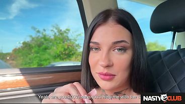 Nastyclub brunette chloe heart gets her leaky engine fixed by charlie dean roadside