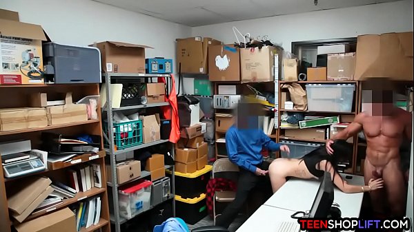 Security guards fucka cute teen shoplifter in their office