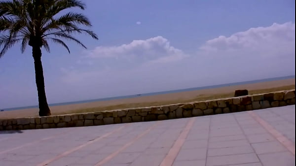 Crazy threesome at the beach with a lot of people watching 