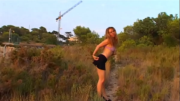 Play MP4 - Pretty redhead with small tits strips naked in the meadows