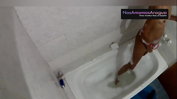 Hidden camera in the bath while teen masturbing the ass_, her enter and fuck so_hard