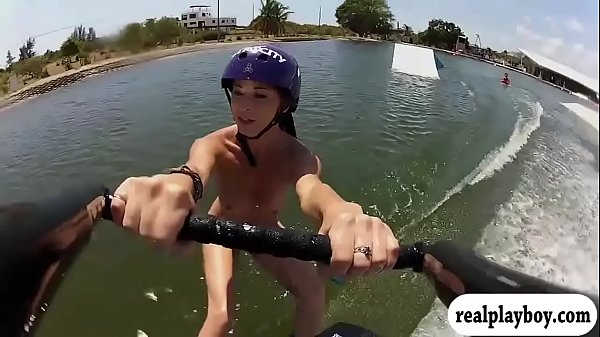 Hot badass babes enjoyed wake boarding